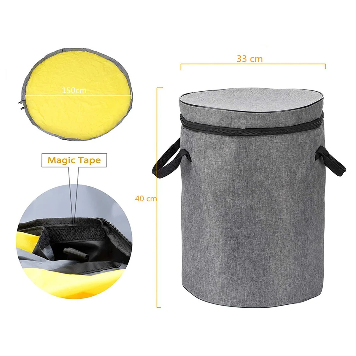 2 in 1 Quick Collapsible Toy Storage Bag and Play Mat with Zipper Lid for Kids Room - Image 3