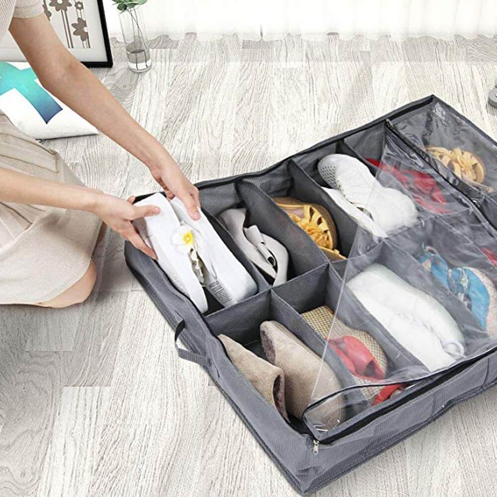 2 Pack UnderBed Shoe Storage Bags Solutions Organizer with Zips, Fits 24 Pairs - Image 4