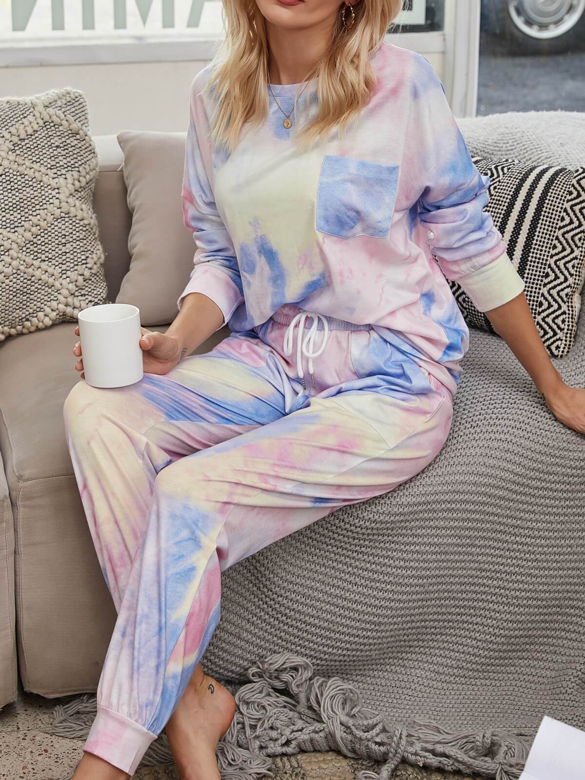 2 Piece Pyjama Set Women Loungewear Long Sleeve Tracksuits - Purple Mangata - Image 5