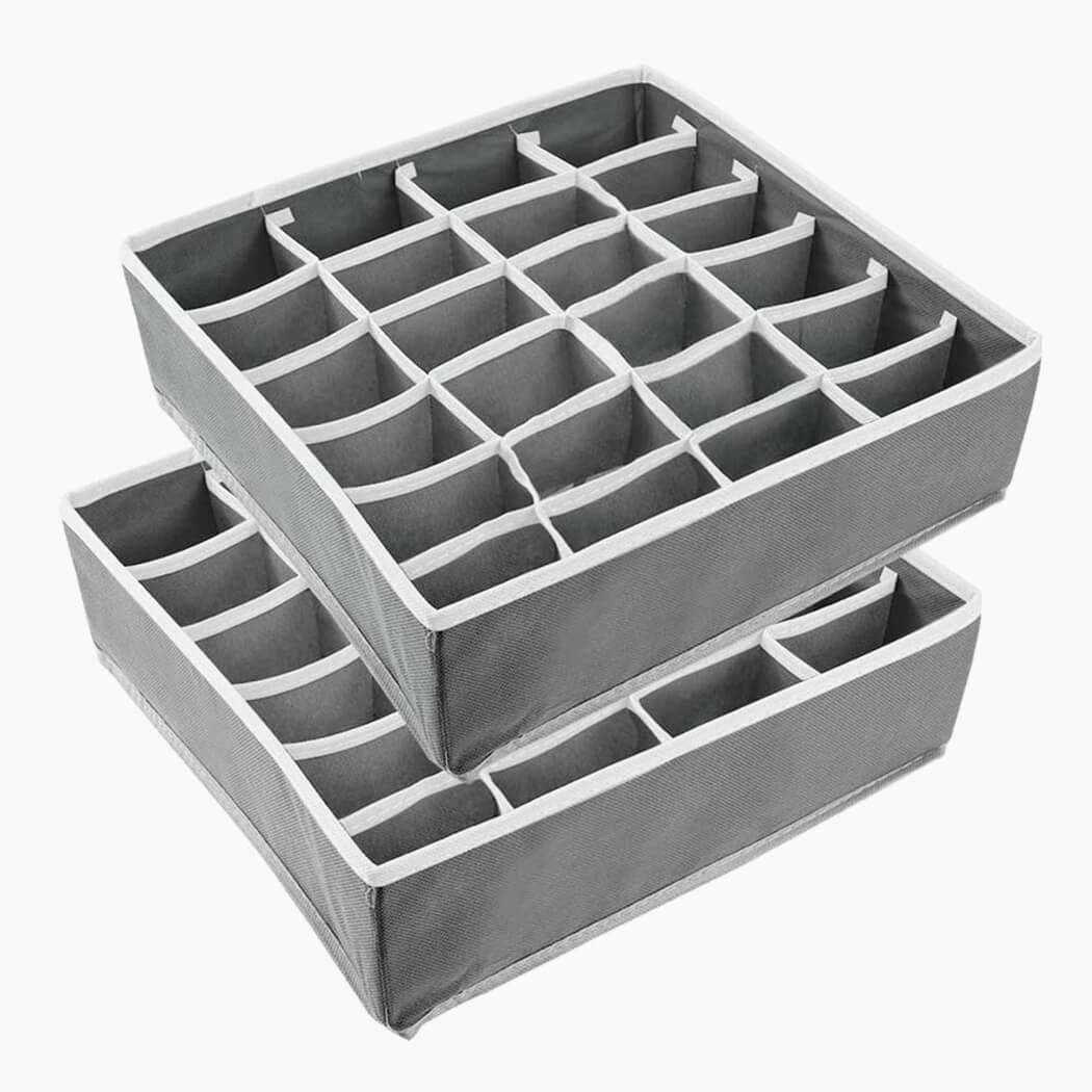 24 Cell Collapsible Drawer Organisers Dividers Wardrobe Organiser 2 Packs Beige - Image 11