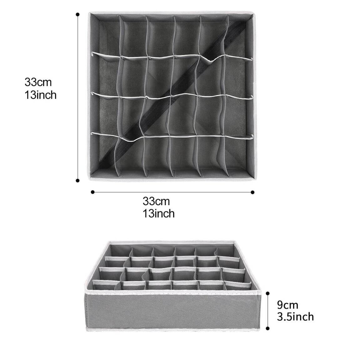 24 Cell Collapsible Drawer Organisers Dividers Wardrobe Organiser 2 Packs Beige - Image 14