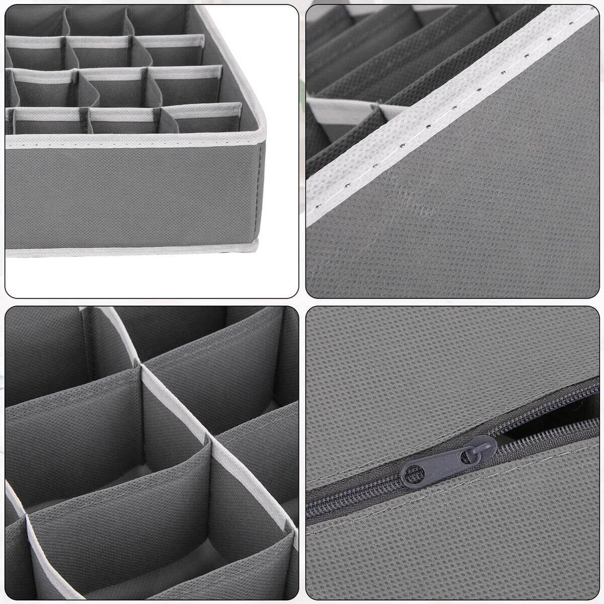 24 Cell Collapsible Drawer Organisers Dividers Wardrobe Organiser 2 Packs Beige - Image 15