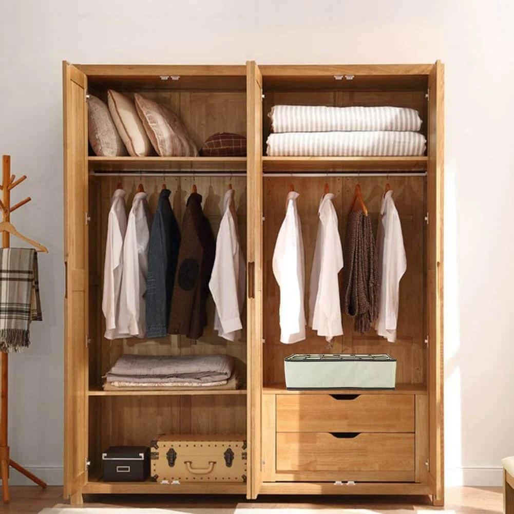 24 Cell Collapsible Drawer Organisers Dividers Wardrobe Organiser 2 Packs Beige - Image 5