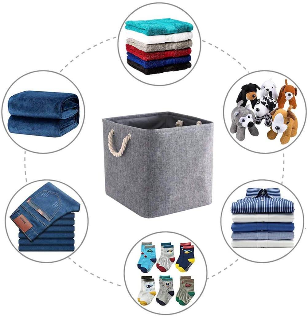 28 x 28 x 28cm Grey Cube Storage Boxes - Image 6