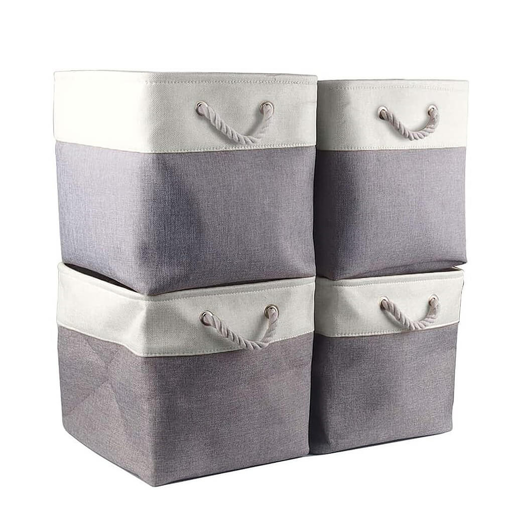 28cm Square Storage Boxes Grey White Mangata - Image 10
