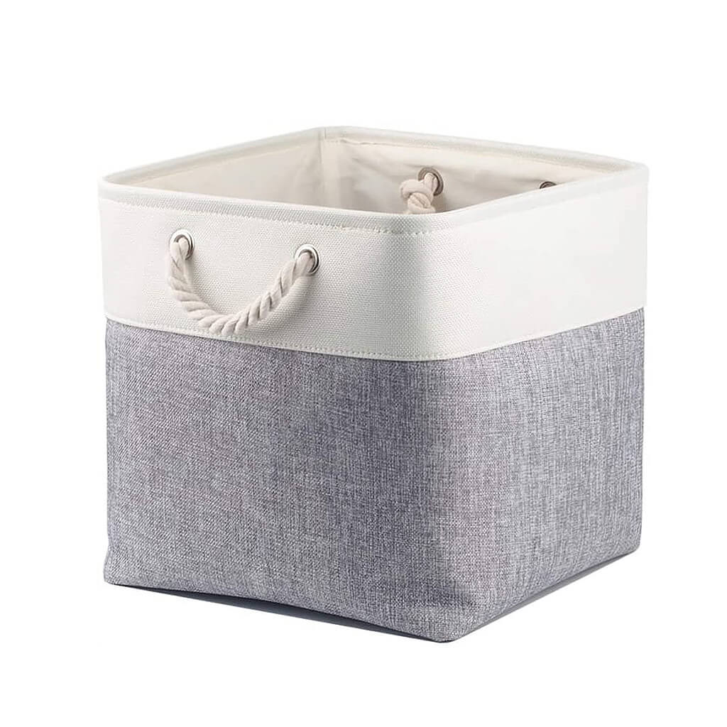 28cm Square Storage Boxes Grey White Mangata - Image 8