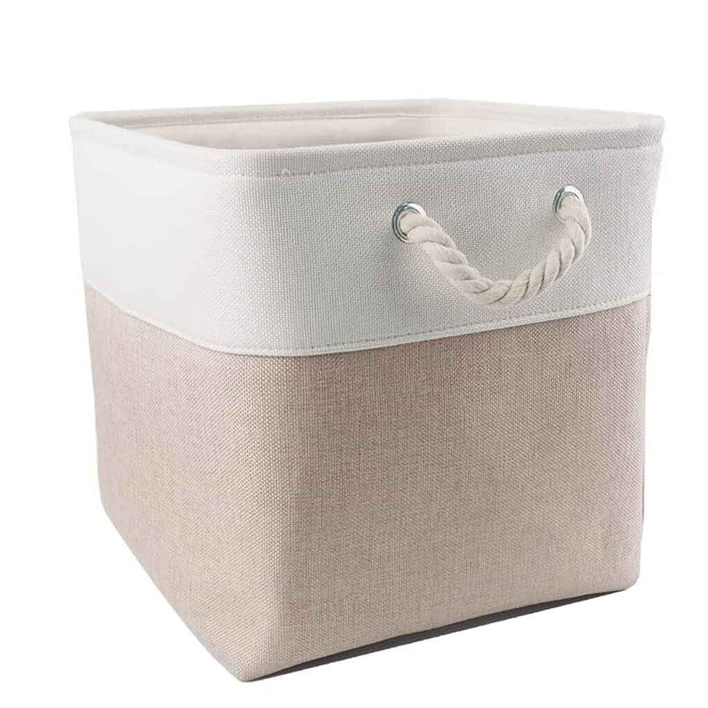 28cm Storage Box with Rope Handle White Khaki - Image 7