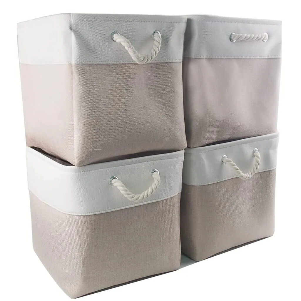 28cm Storage Box with Rope Handle White Khaki - Image 8