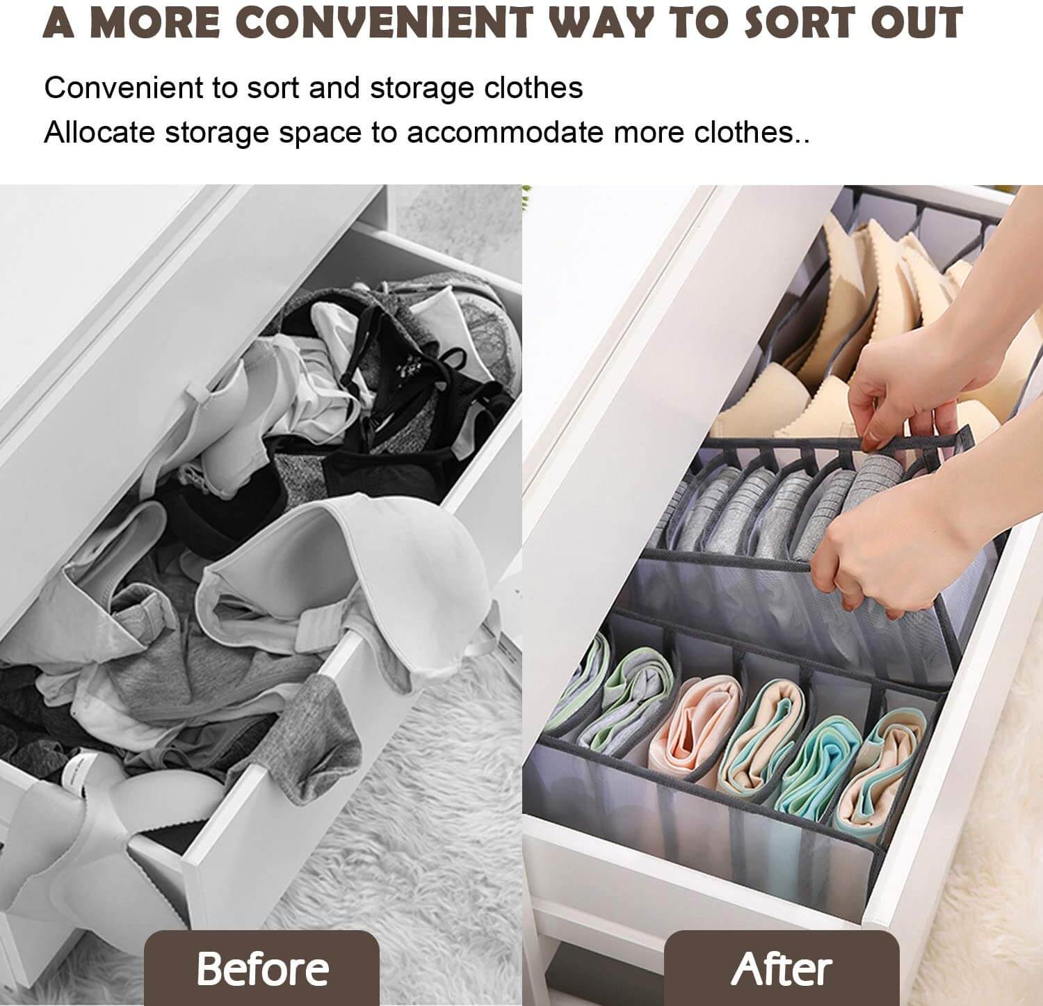 3 Pcs Transparent Drawer Organisers Dividers - Image 3