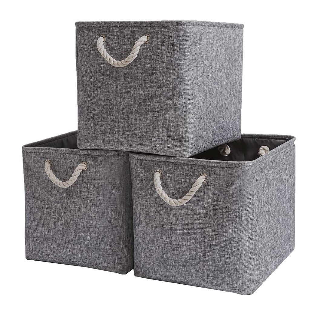 33 x 38 x 33cm Grey Baskets For Cupboards Storage - Image 8