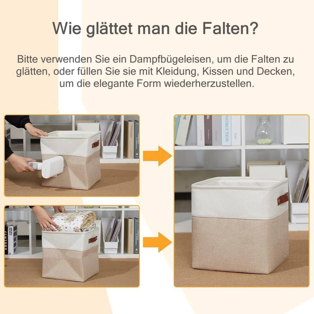 33cm Canvas Storage Cube Box Fabric Storage Basket 3 Pack - Image 18