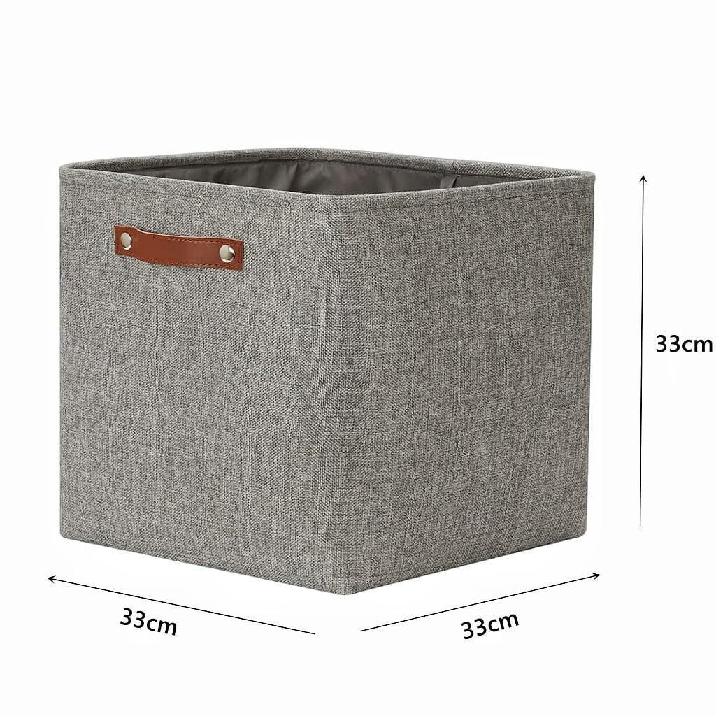 33cm Canvas Storage Cube Box Fabric Storage Basket 3 Pack - Image 31