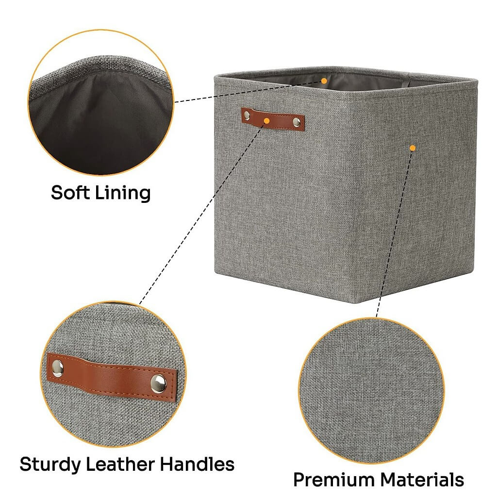 33cm Canvas Storage Cube Box Fabric Storage Basket 3 Pack - Image 33