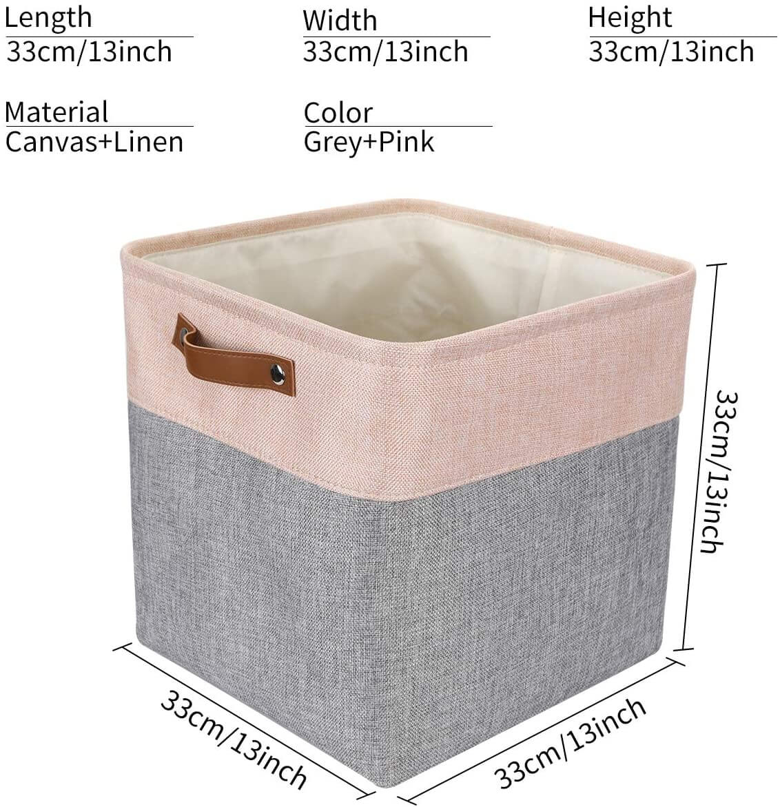33cm Canvas Storage Cube Box Fabric Storage Basket 3 Pack - Image 43