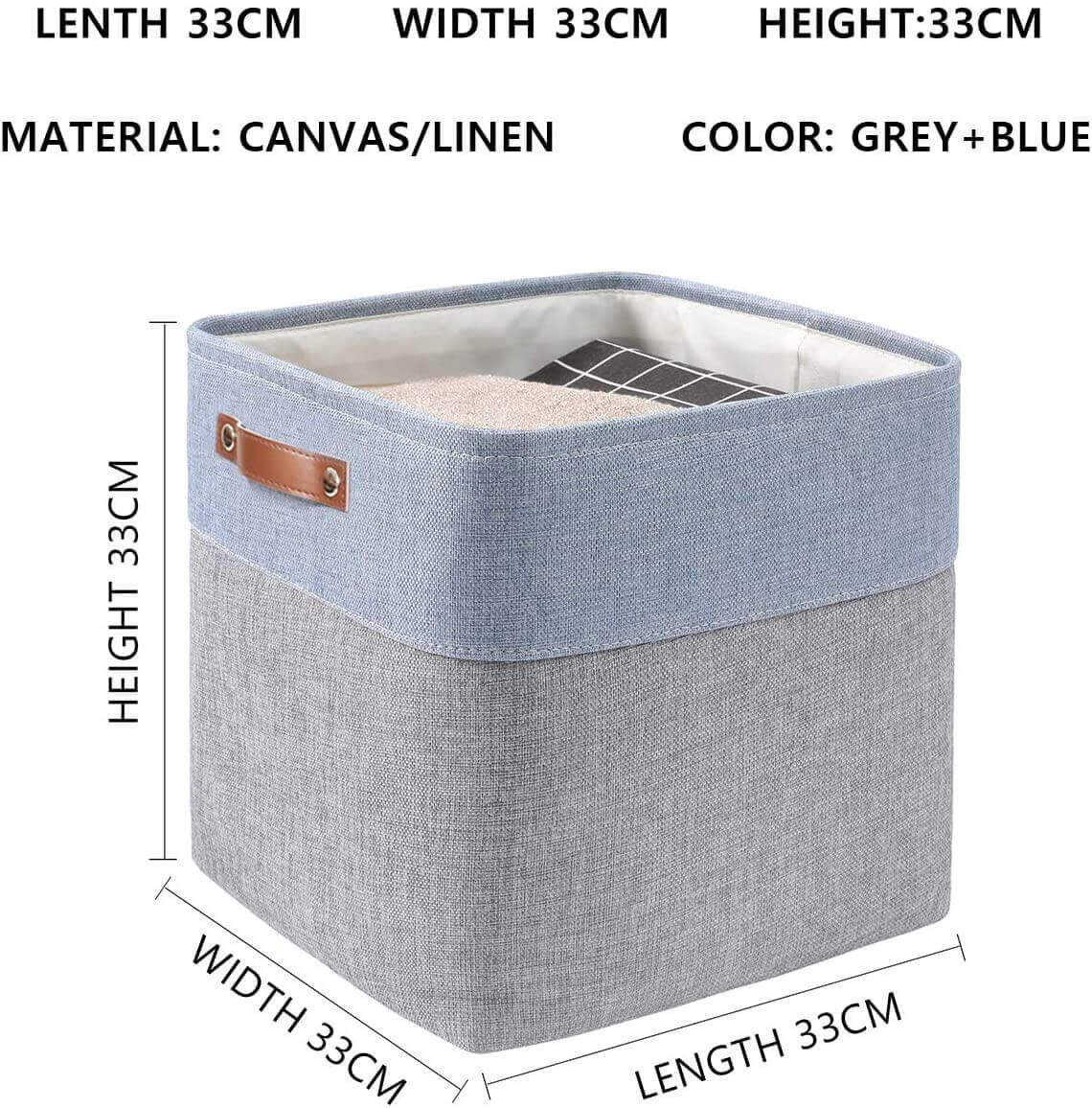 33cm Canvas Storage Cube Box Fabric Storage Basket 3 Pack - Image 50