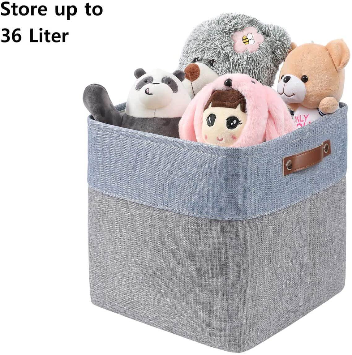 33cm Canvas Storage Cube Box Fabric Storage Basket 3 Pack - Image 51