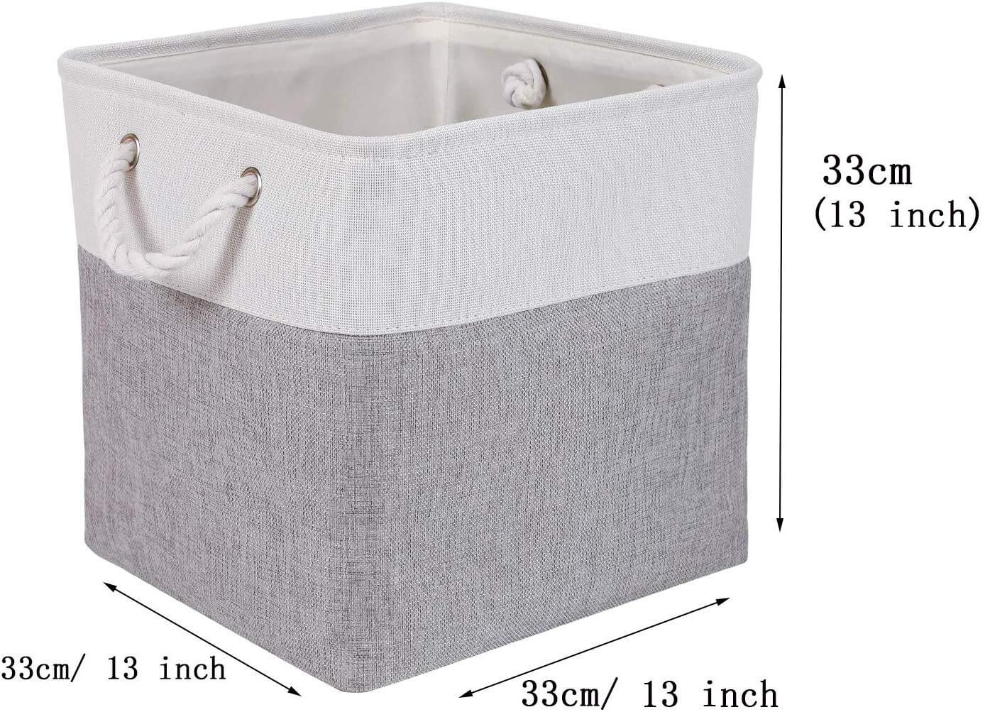 33cm Canvas Storage Cube Box Fabric Storage Basket 3 Pack - Image 57