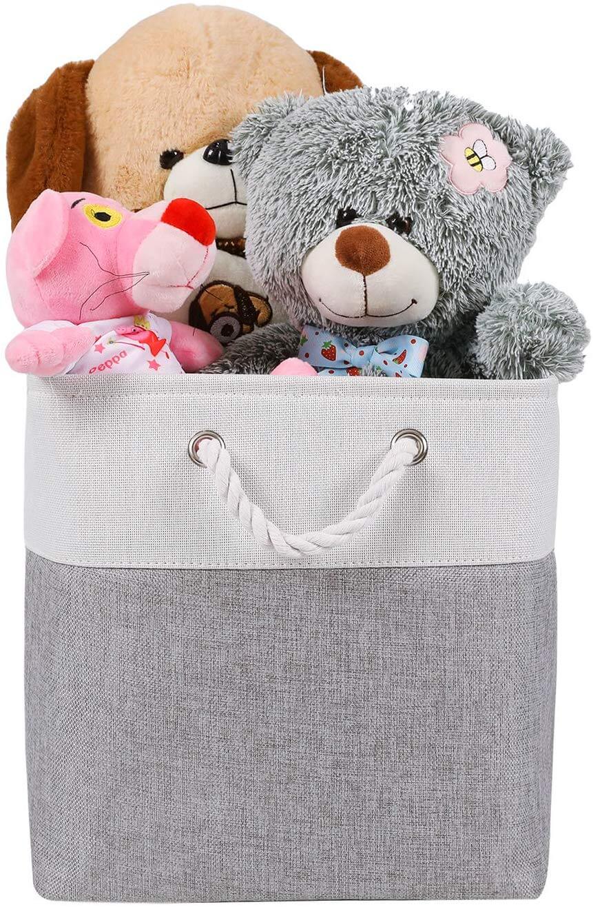 33cm Canvas Storage Cube Box Fabric Storage Basket 3 Pack - Image 58