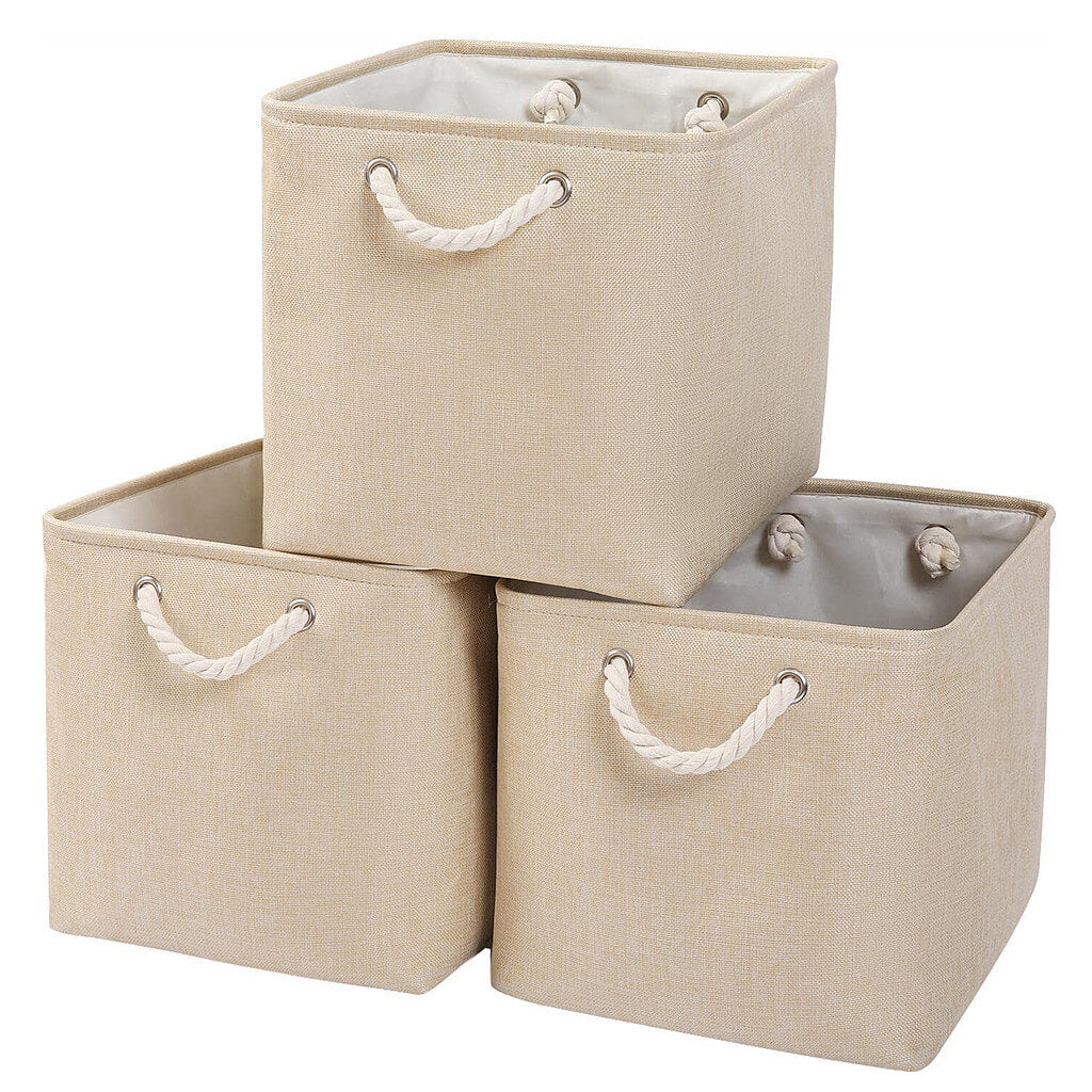 33x38x33cm Beige Canvas Fabric Kallax Insert Boxes Set - Image 10