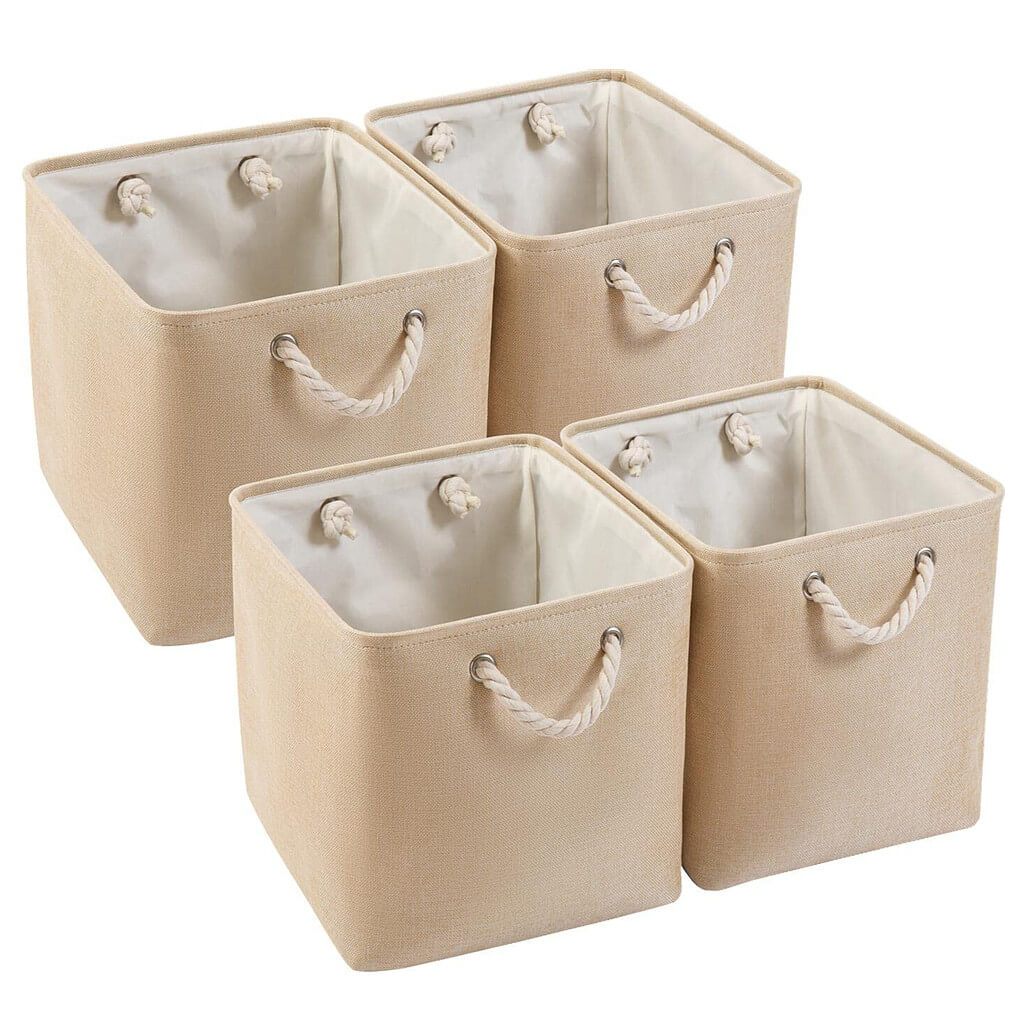 33x38x33cm Beige Canvas Fabric Kallax Insert Boxes Set - Image 11