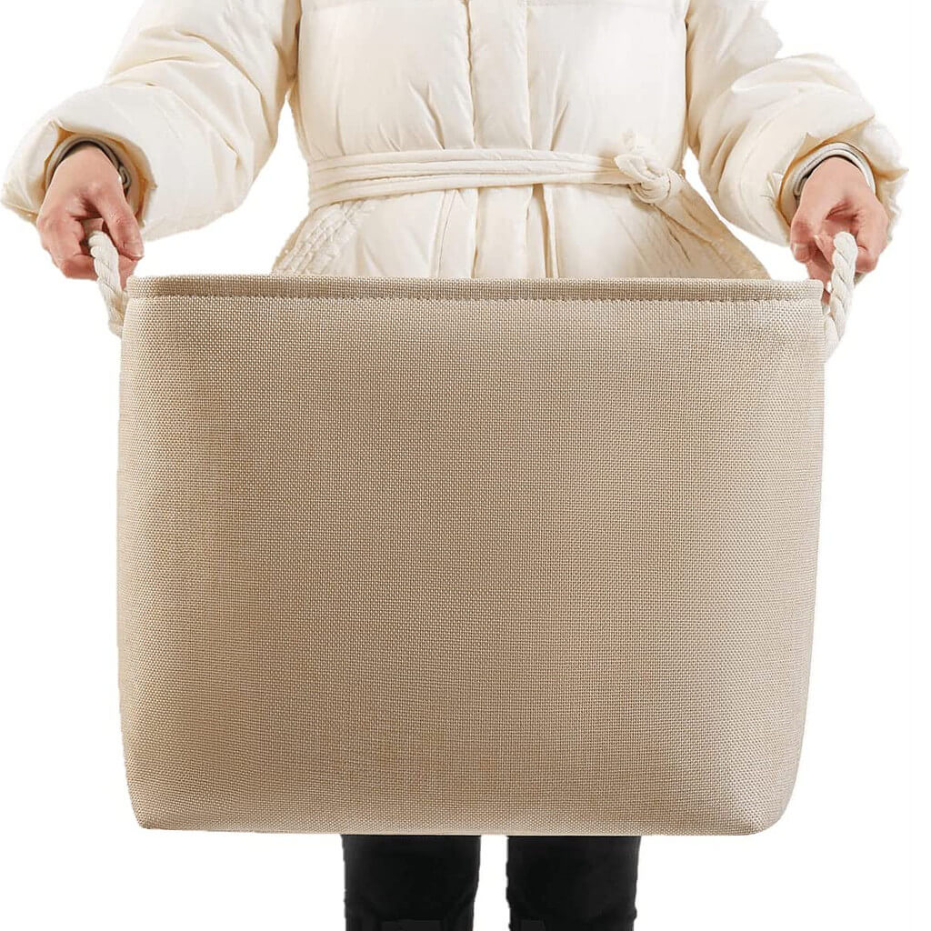 33x38x33cm Beige Canvas Fabric Kallax Insert Boxes Set - Image 5
