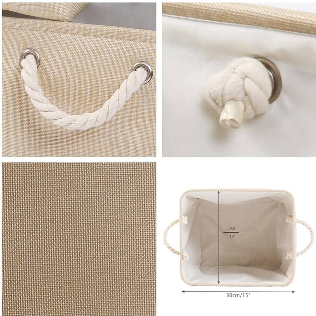33x38x33cm Beige Canvas Fabric Kallax Insert Boxes Set - Image 6