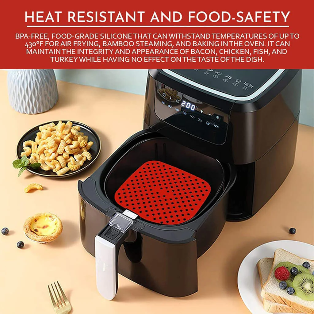 Air Fryer Liners Non Stick Silicone Square Fryer Basket Mats - Image 5