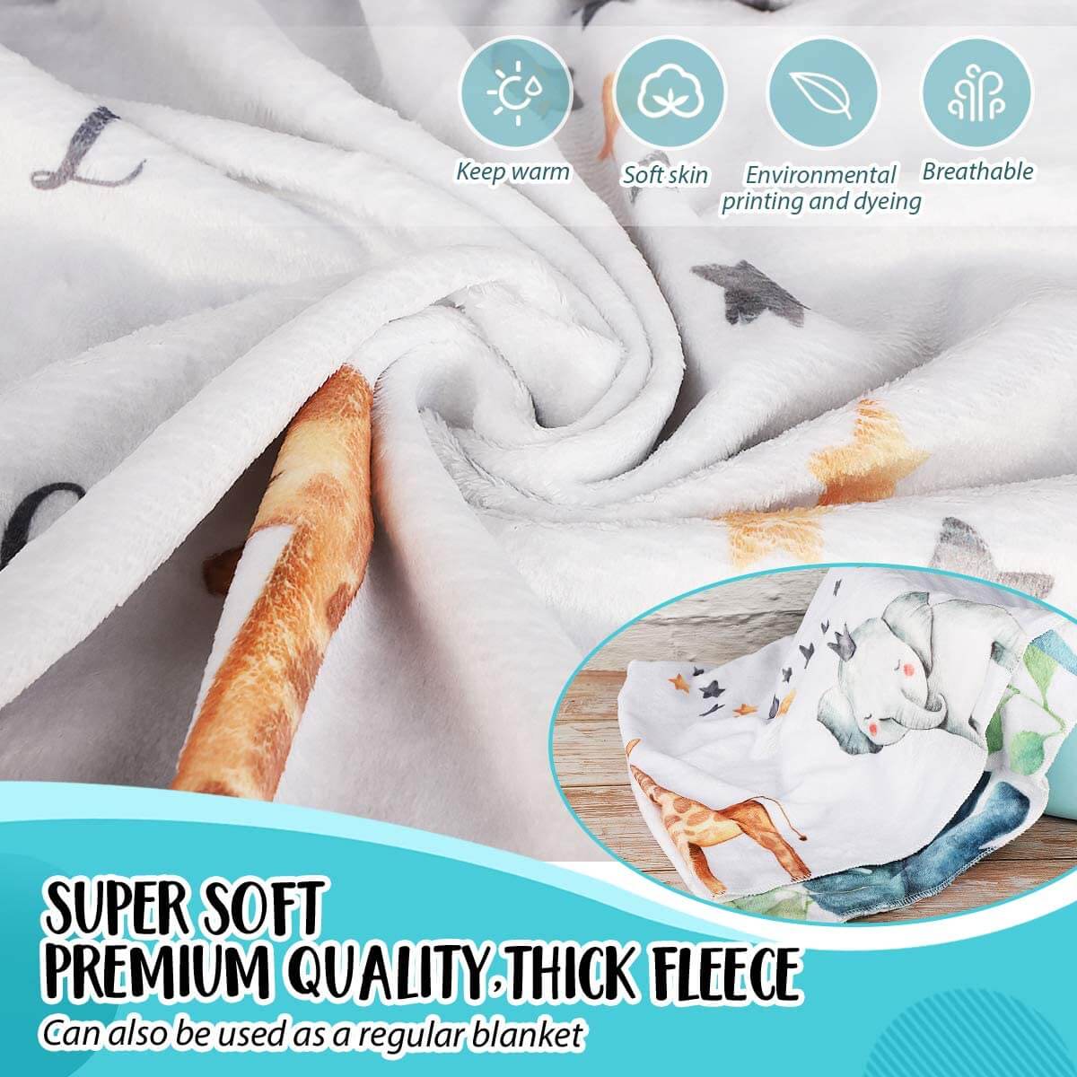 Baby Milestone Blanket for Boys Girls Large Animal Printed - Image 4