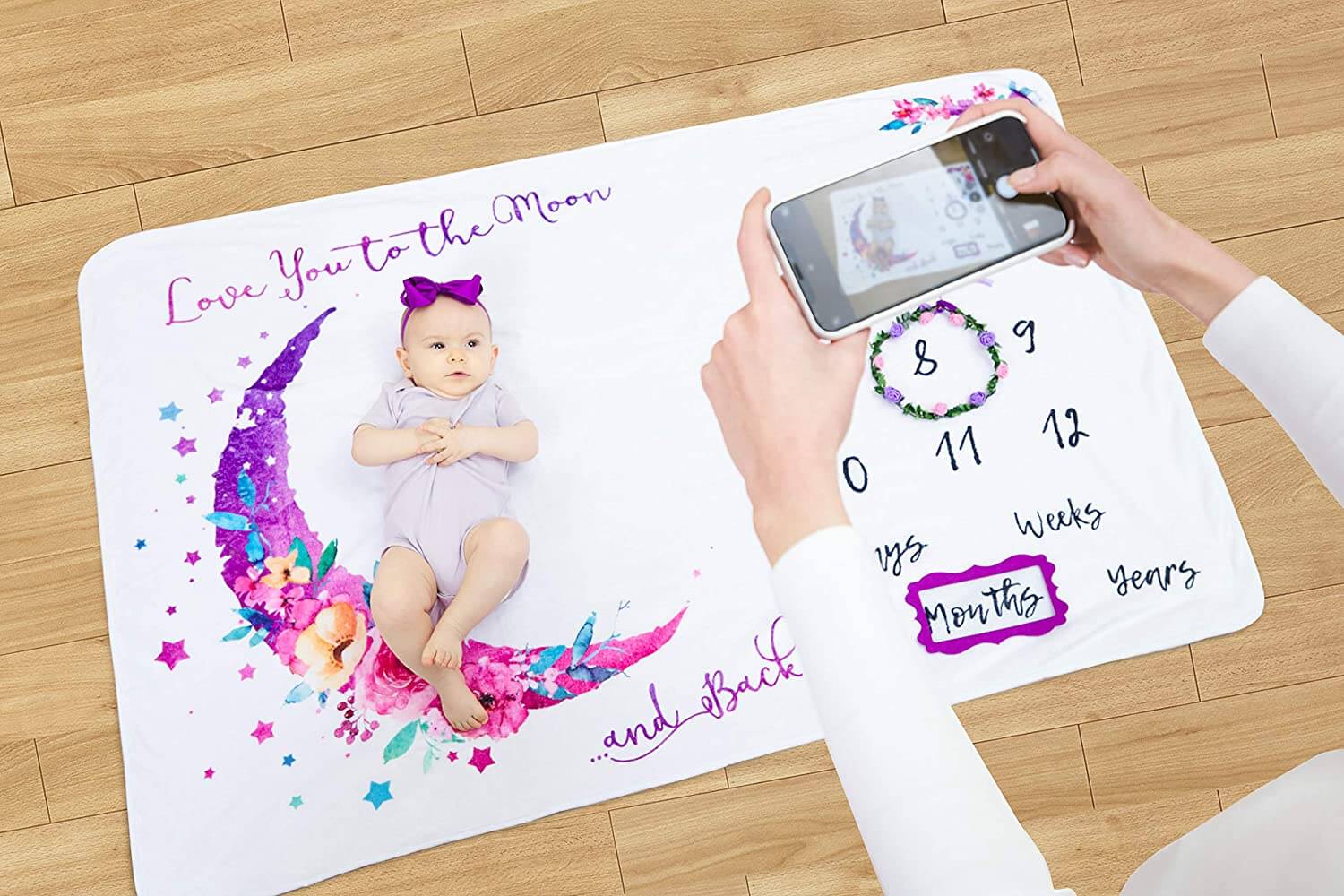 Baby Monthly Milestone Blanket Girl Memory Blanket for Newborn Baby Shower Gift - Image 3