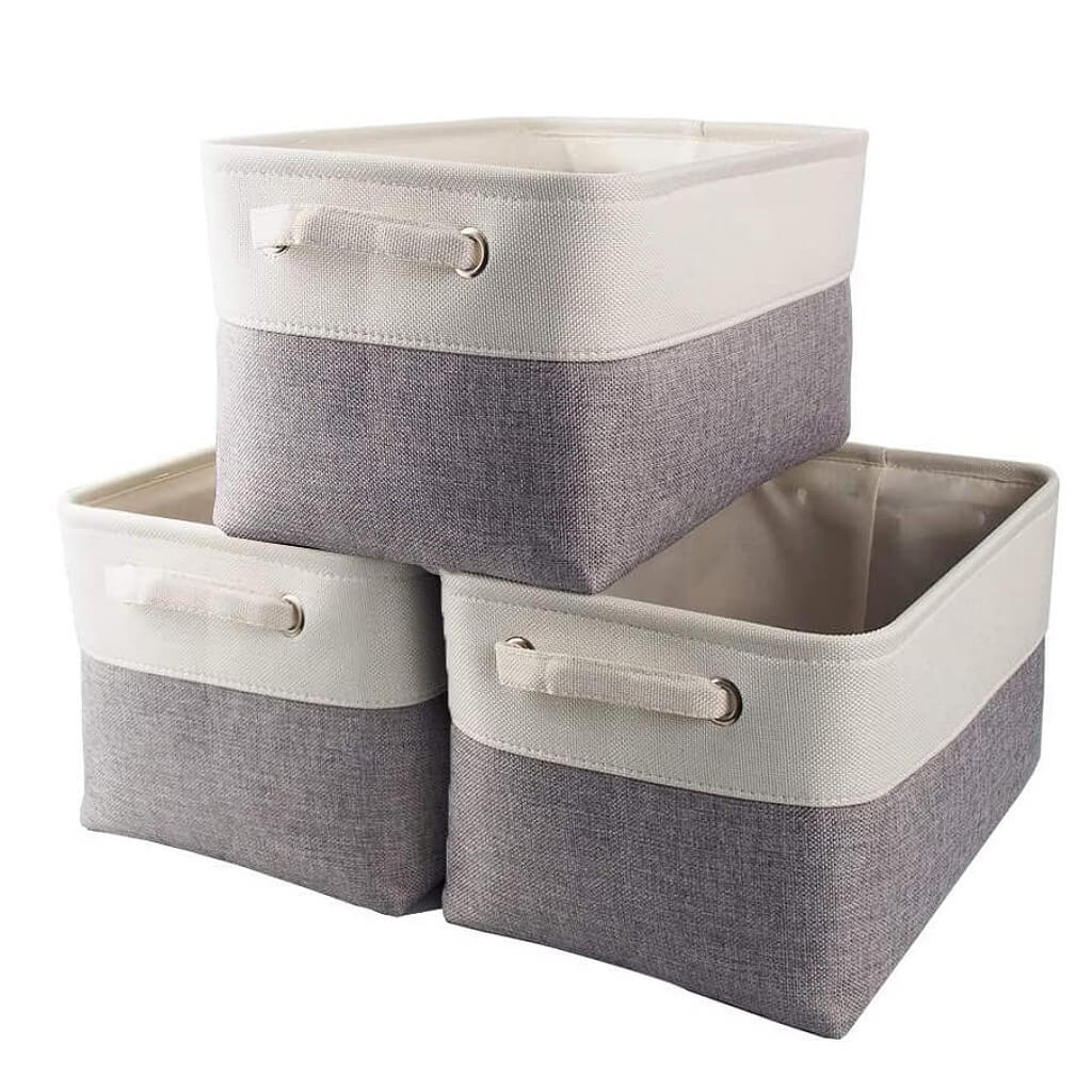 Canvas Storage Box with Handles & Drawstring Set of 3 - Image 22