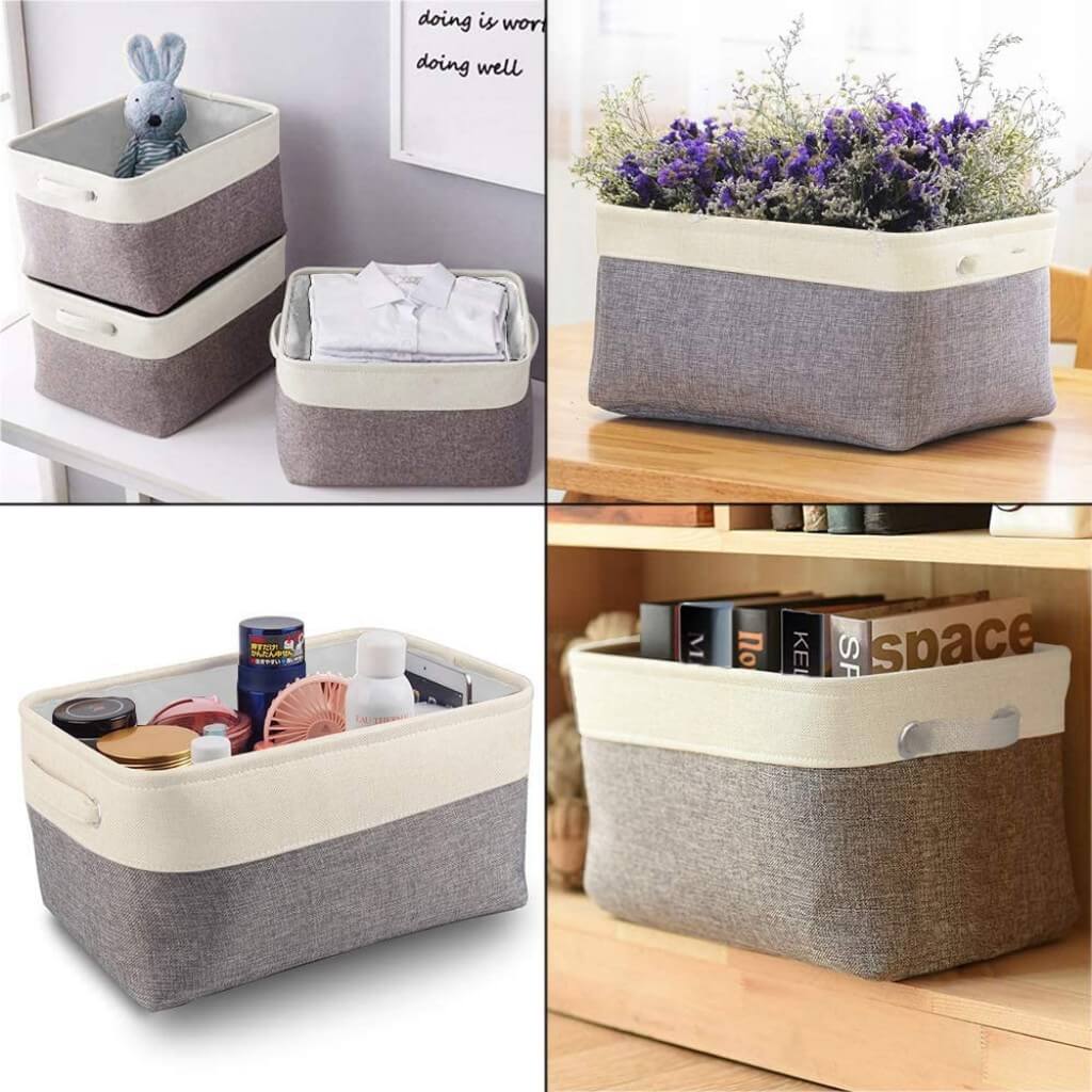 Canvas Storage Box with Handles & Drawstring Set of 3 - Image 23