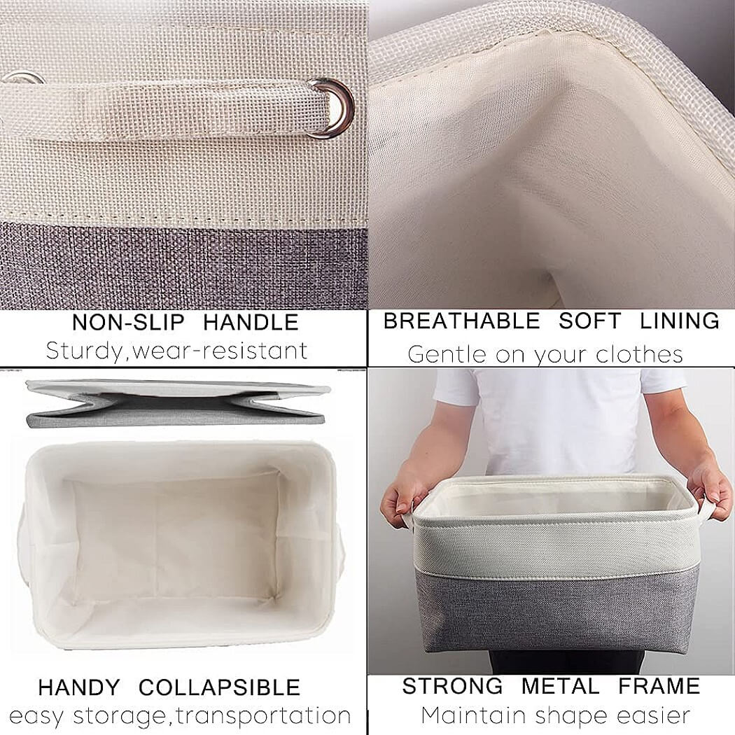 Canvas Storage Box with Handles & Drawstring Set of 3 - Image 25