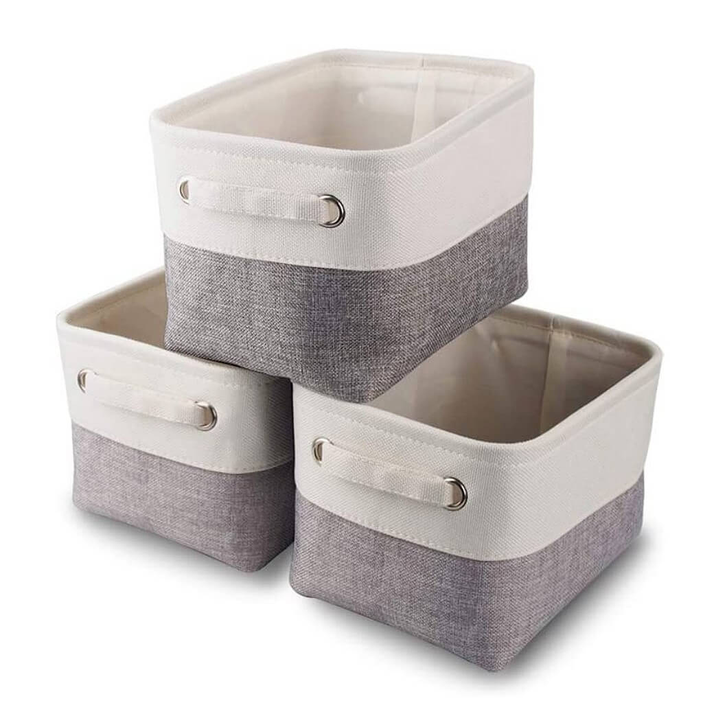 Canvas Storage Box with Handles & Drawstring Set of 3 - Image 29