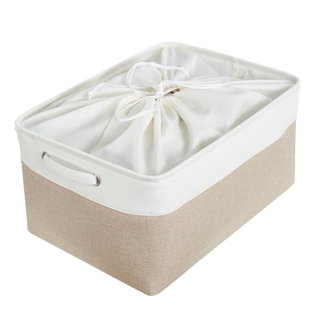 Canvas Storage Box with Handles & Drawstring Set of 3 - Image 3