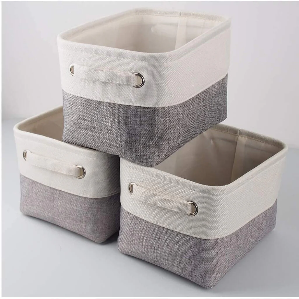 Canvas Storage Box with Handles & Drawstring Set of 3 - Image 30