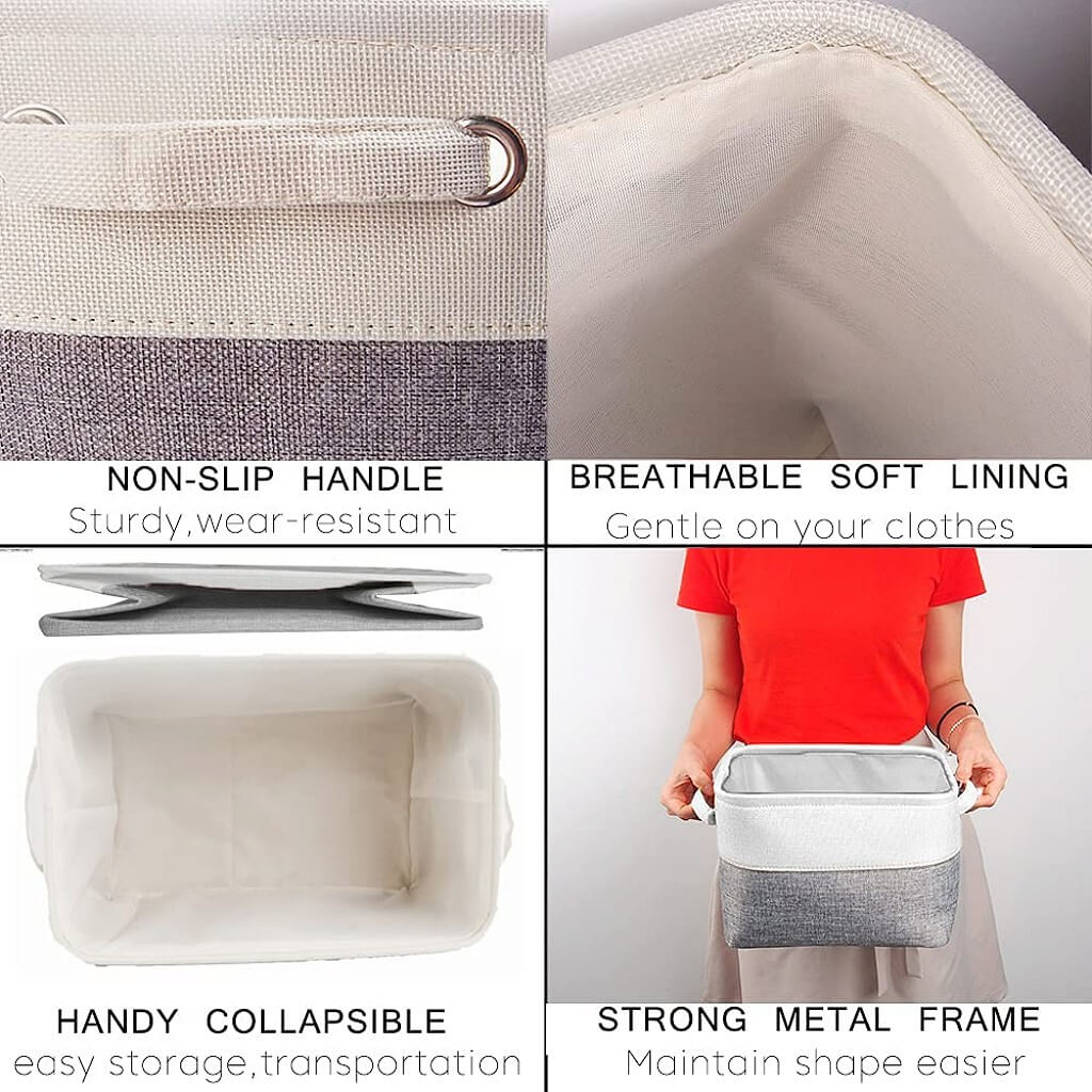 Canvas Storage Box with Handles & Drawstring Set of 3 - Image 32