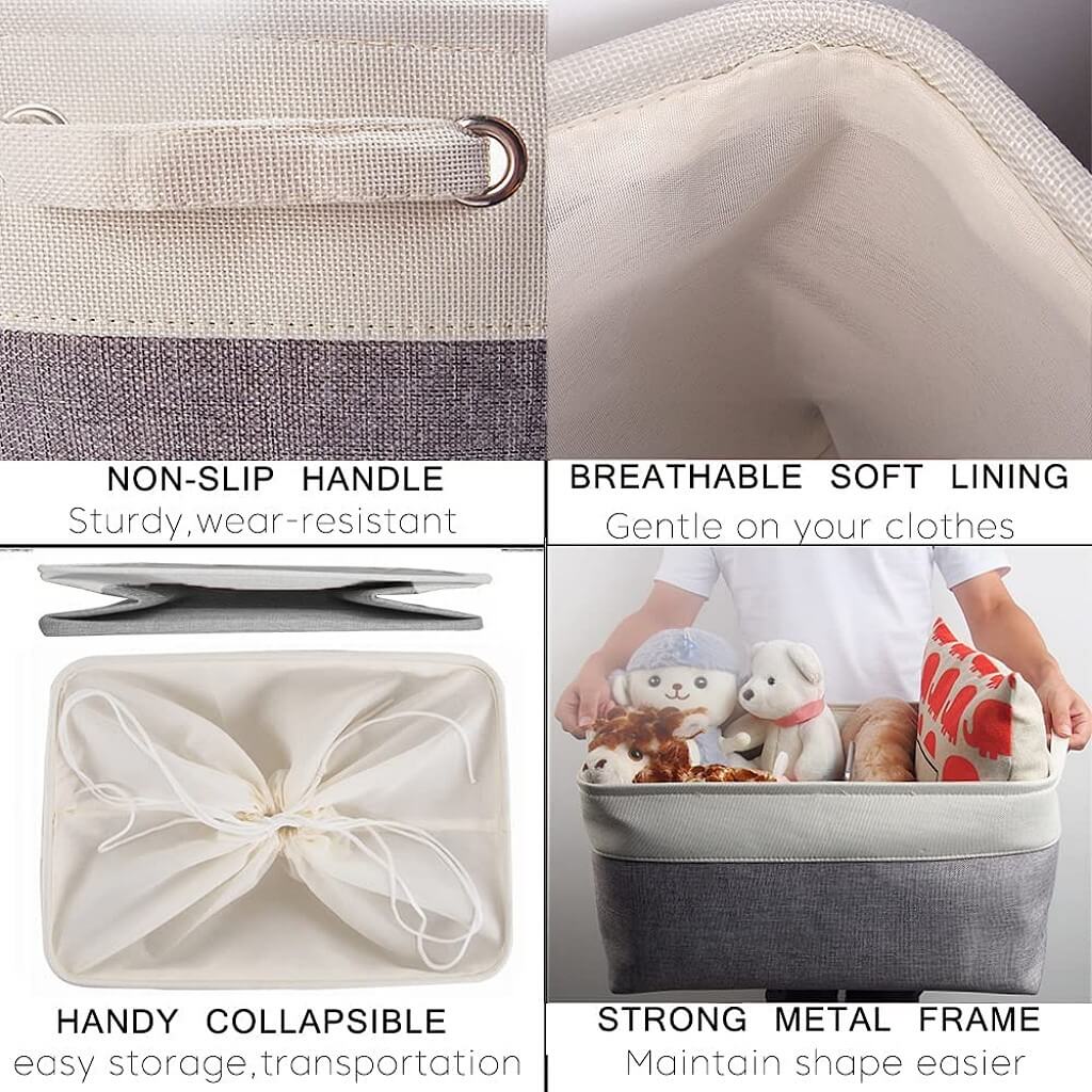 Canvas Storage Box with Handles & Drawstring Set of 3 - Image 39