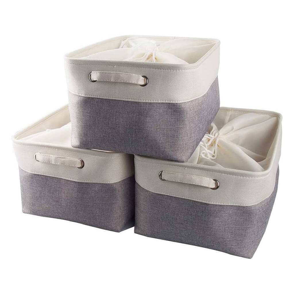 Canvas Storage Box with Handles & Drawstring Set of 3 - Image 43
