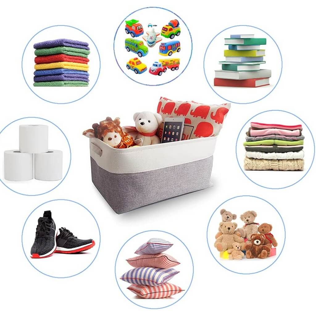 Canvas Storage Box with Handles & Drawstring Set of 3 - Image 44