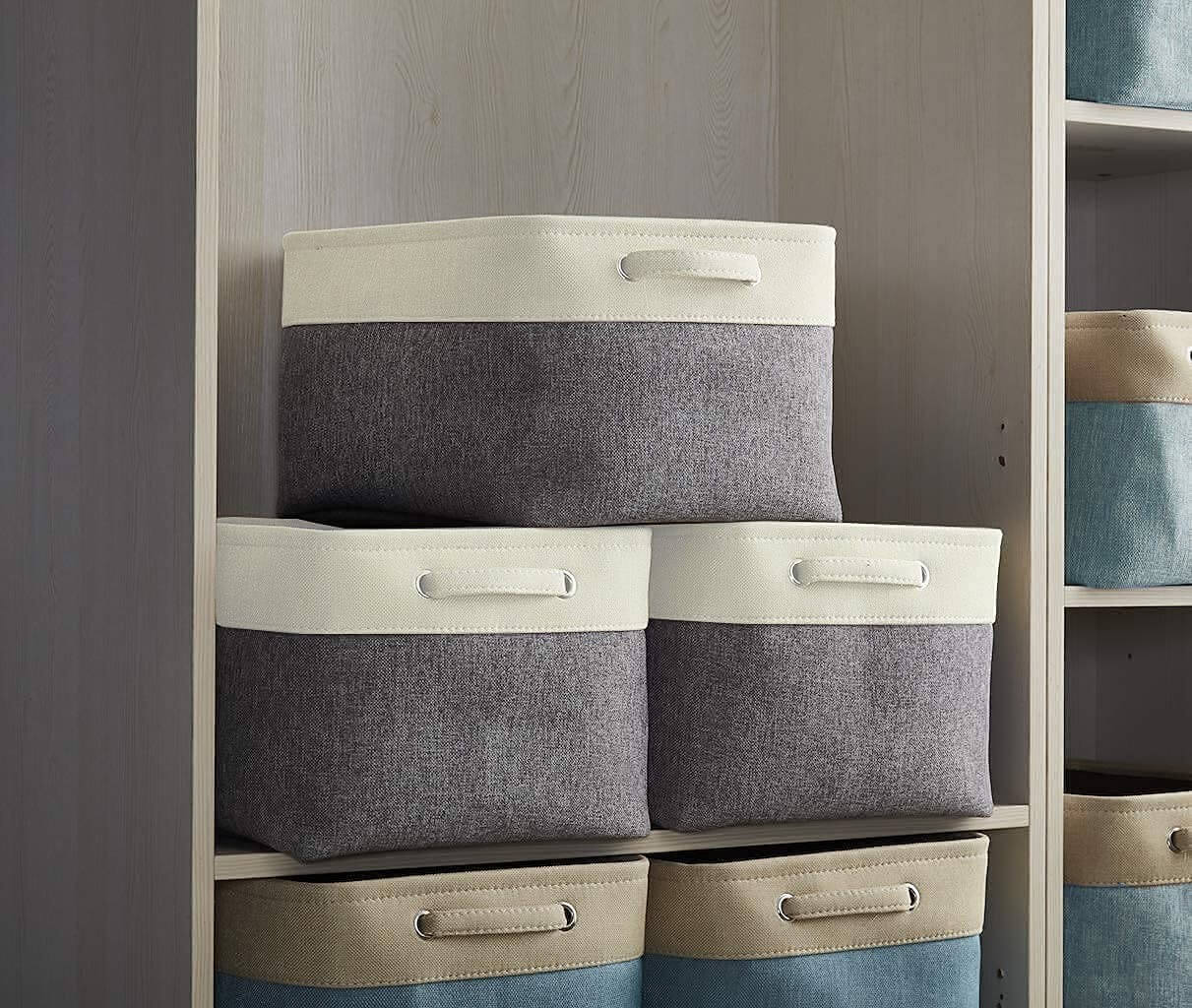 Canvas Storage Box with Handles & Drawstring Set of 3 - Image 49