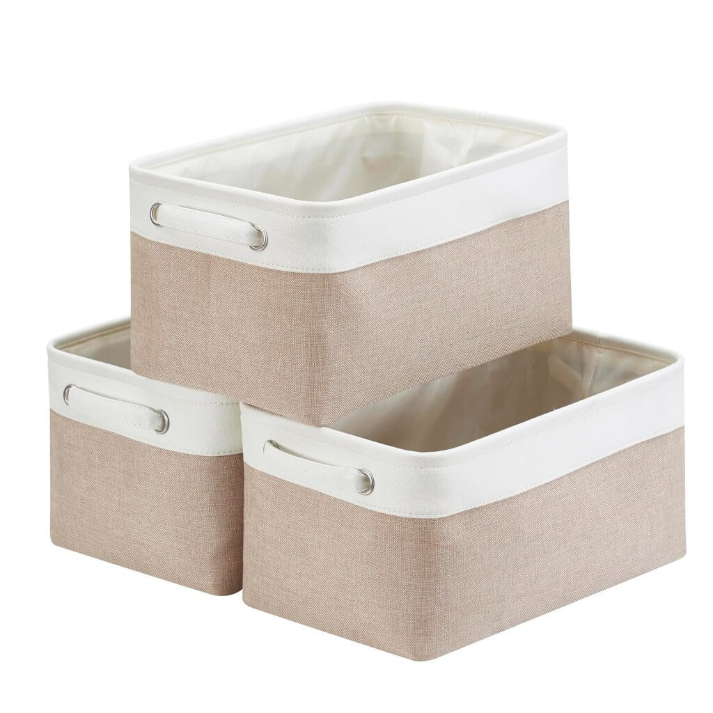 Canvas Storage Box with Handles & Drawstring Set of 3 - Image 8