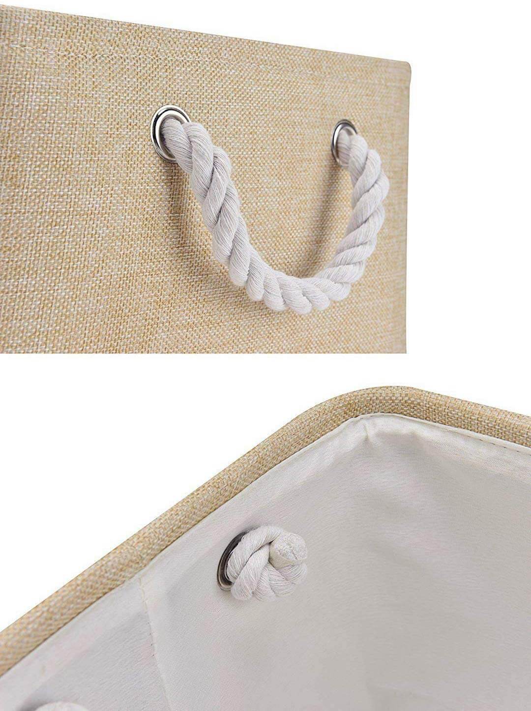3-Pack Large Beige Fabric Storage Baskets for Clothes- 41x31x20cm - Image 5