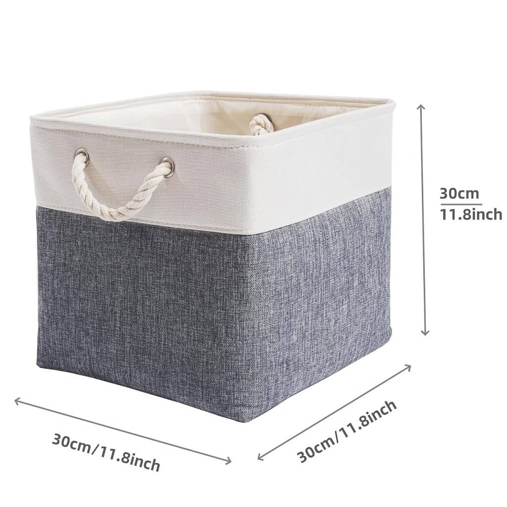 Canvas Box for Cube Storage Cold Grey White - Image 4