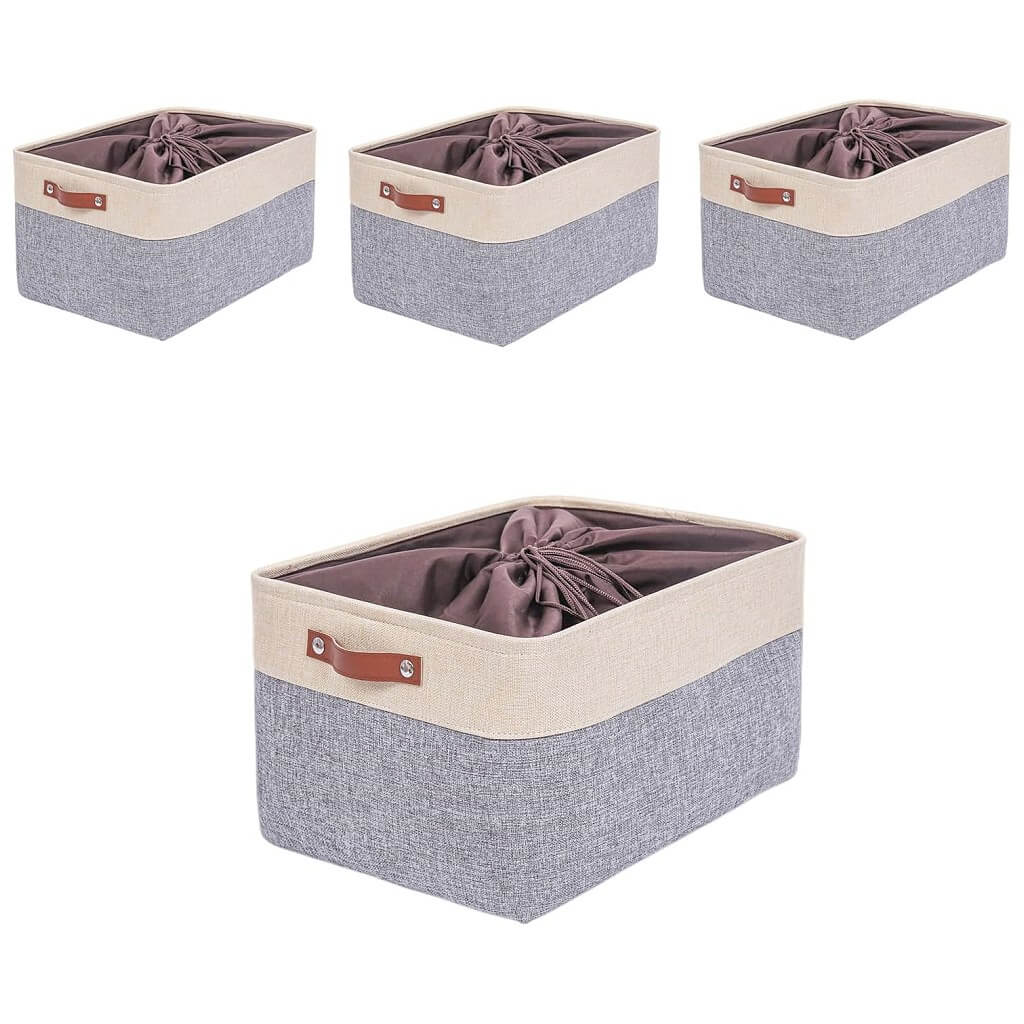 Canvas Fabric Storage Baskets Grey Beige - Image 14