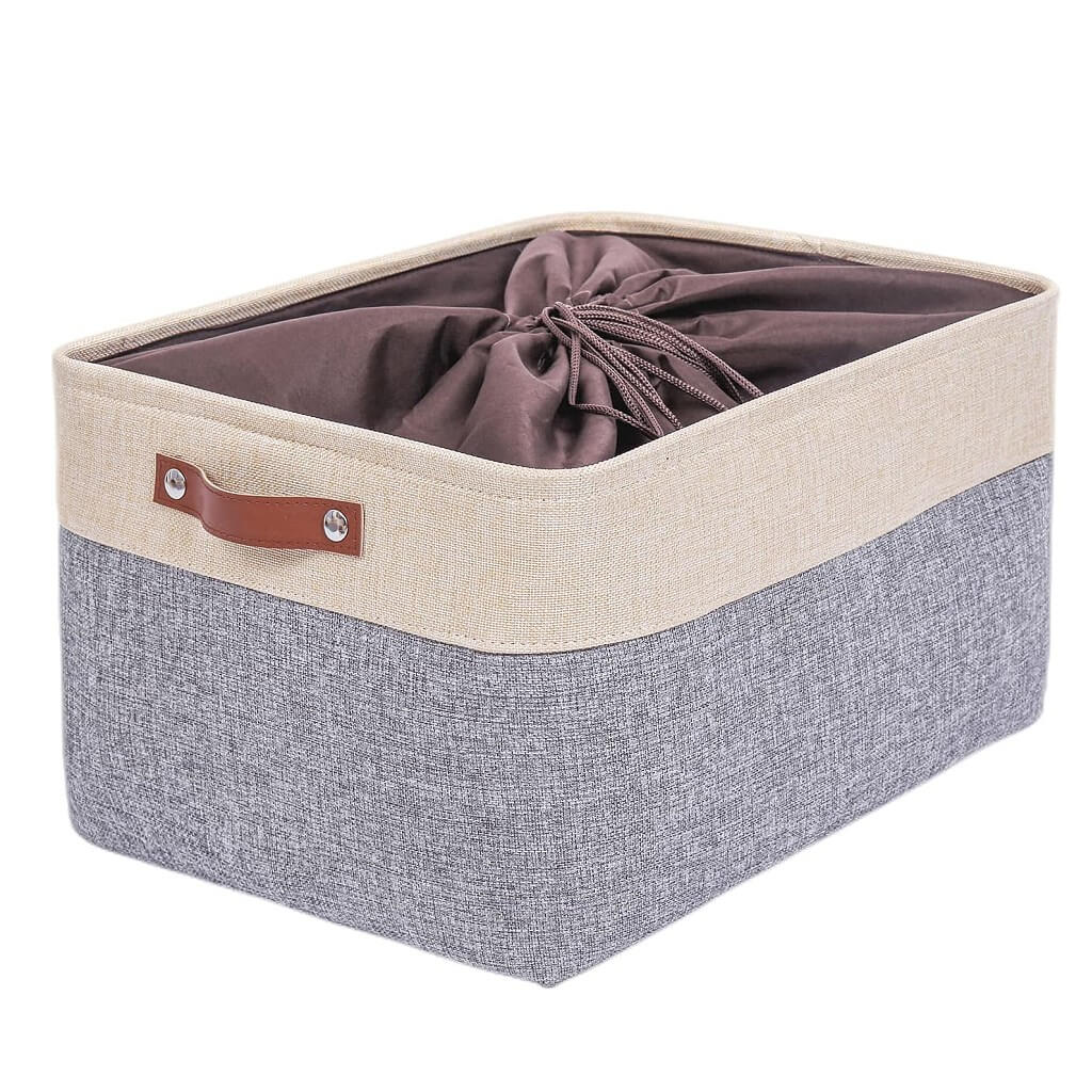 Canvas Fabric Storage Baskets Grey Beige - Image 15