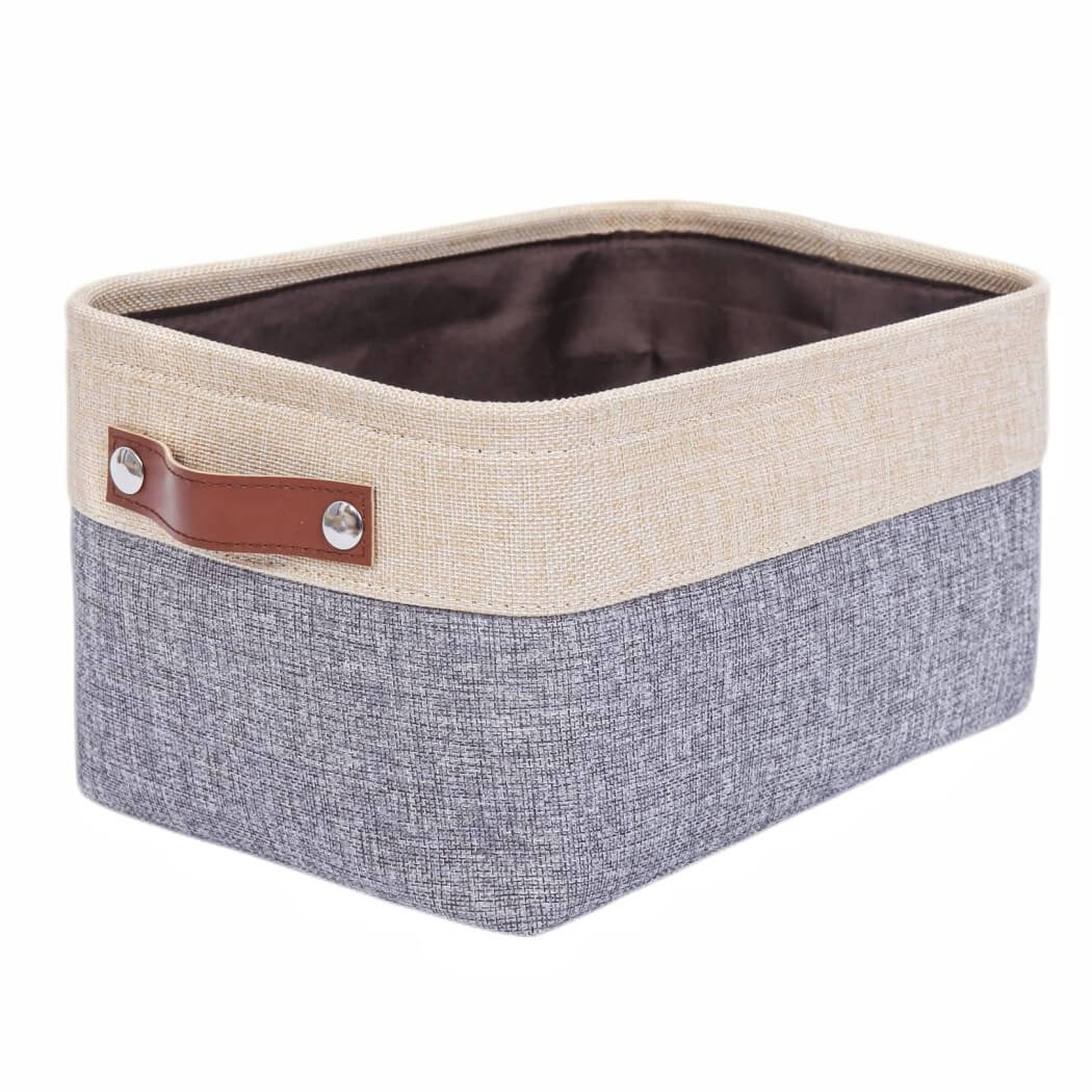 Canvas Fabric Storage Baskets Grey Beige - Image 57
