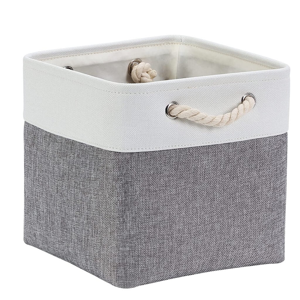 Cloth Storage Cubes Grey White with Rope Handles Mangata - Image 9