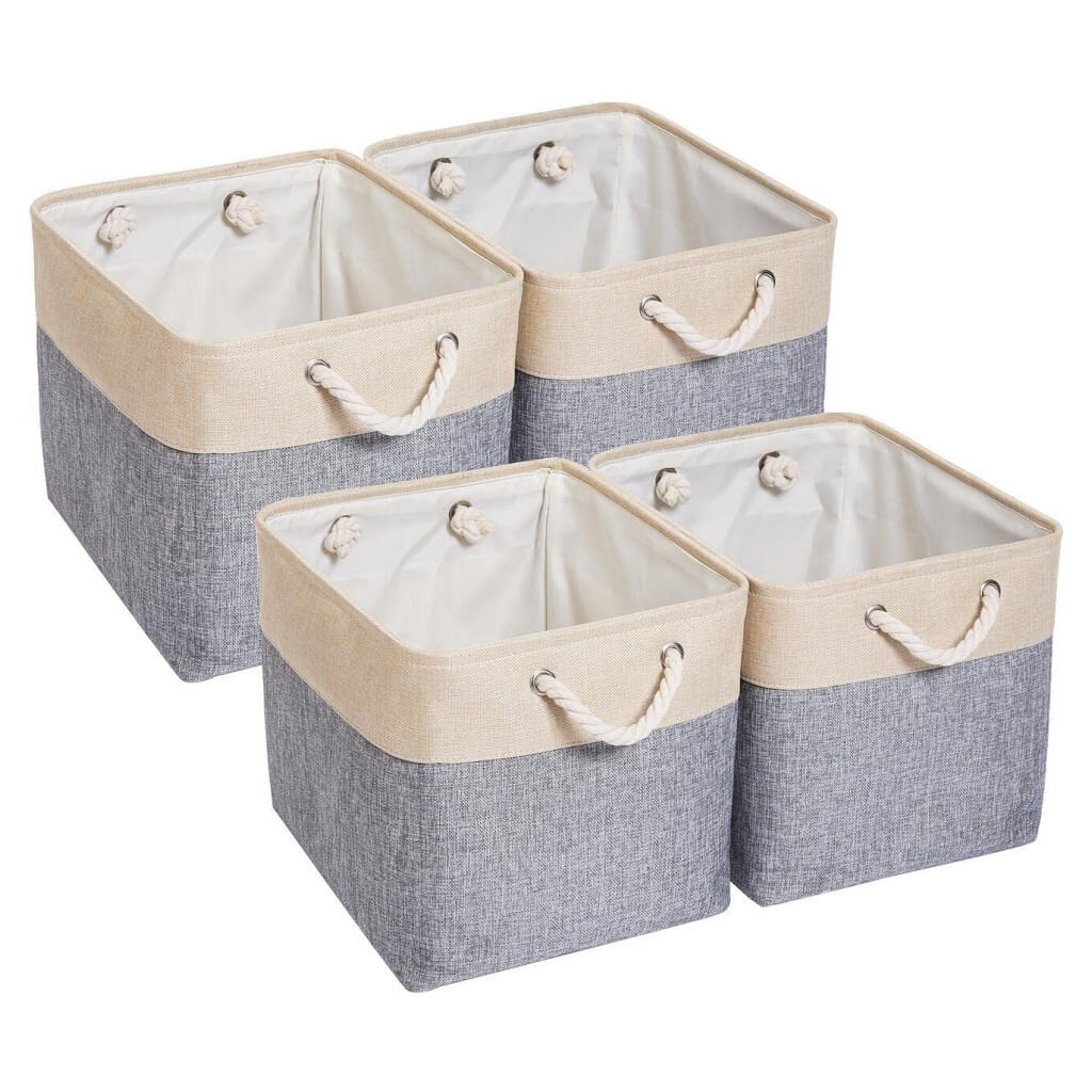 33 x 38 x 33cm Large Foldable Storage Boxes Grey Beige - Image 10