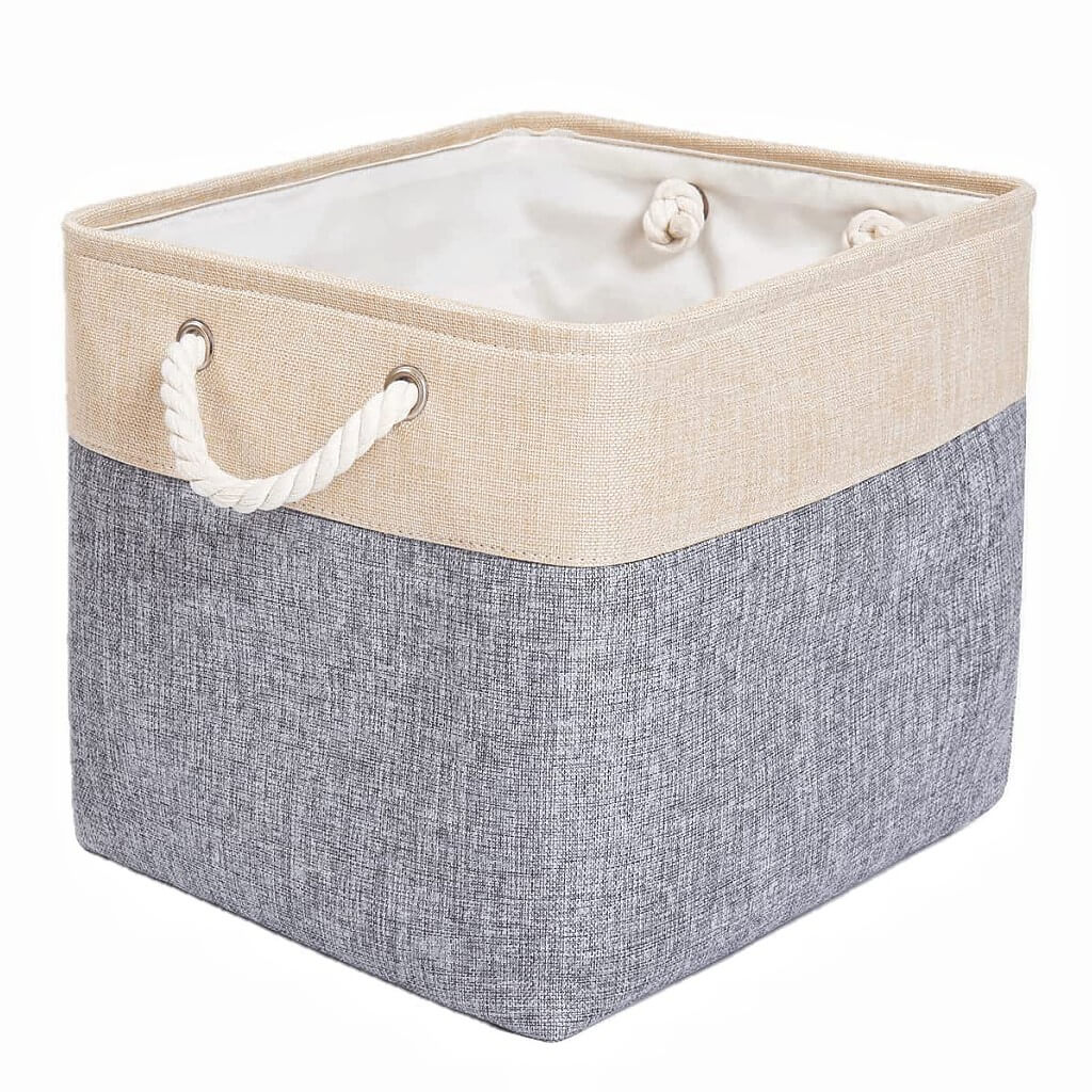 33 x 38 x 33cm Large Foldable Storage Boxes Grey Beige - Image 8