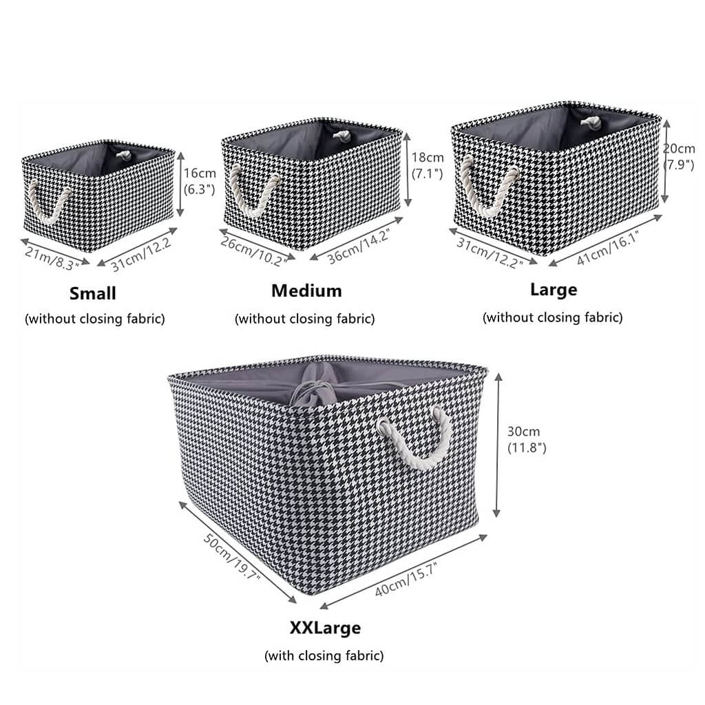 Collapsible Storage Bins Black White Grid Print - Image 3